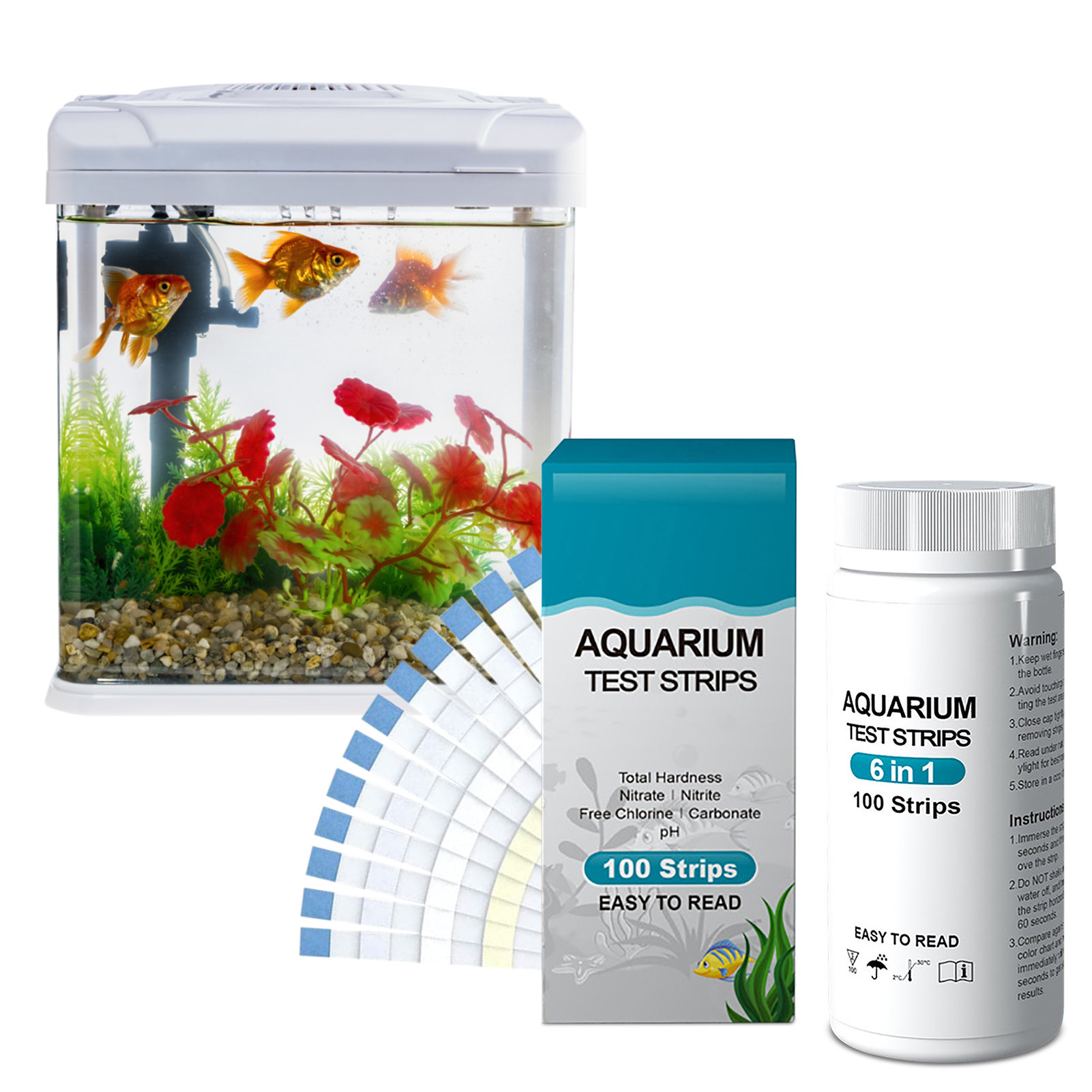 100 pz 6-in-1 Test di Qualità  - Aquarium Test Kit recensione e prezzo